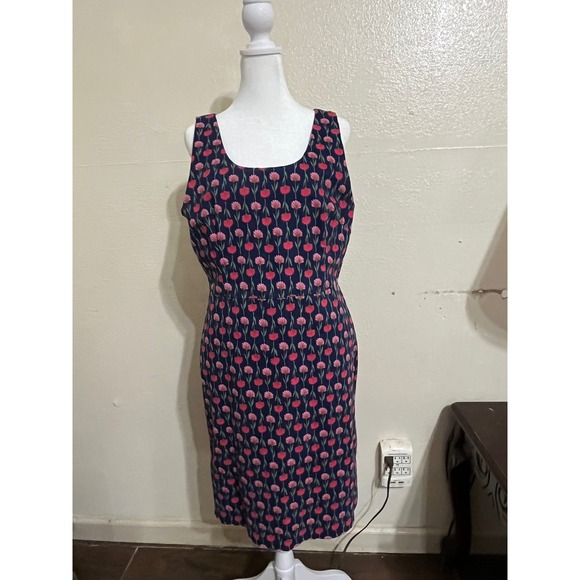 J.Crew Dresses & Skirts - J.Crew Navy Pink Floral Tulip Sheath Dress Sleeveless Scoop Neck Size 14